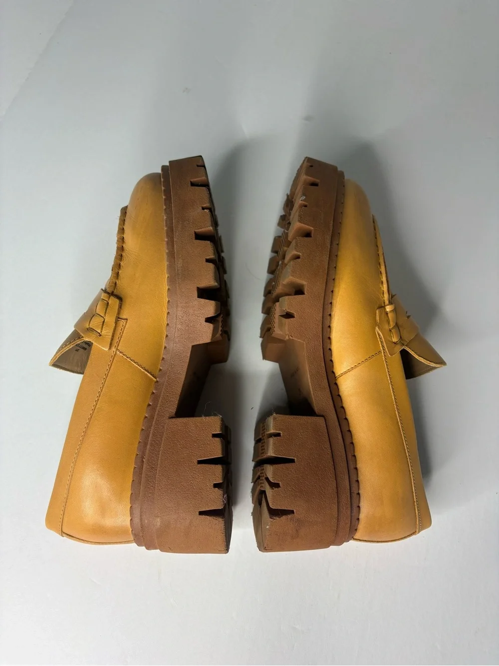 Free People Lyra Lug sole penny loafers camel tan size 37